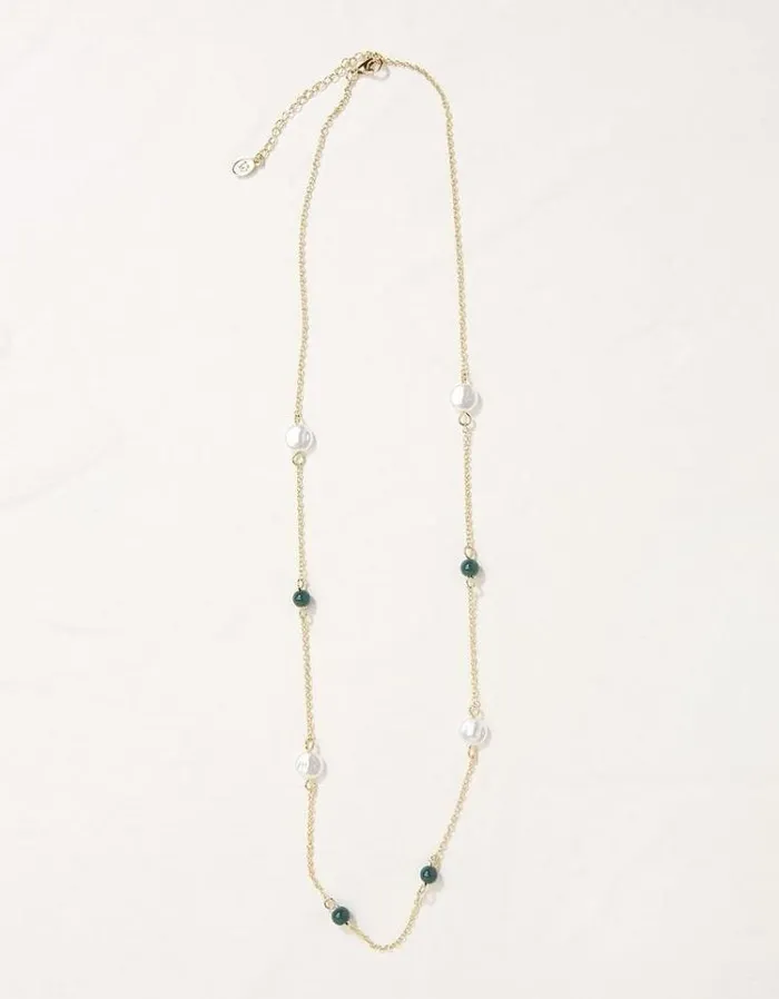 Women FatFace Jewelry Pearl Necklace Gold