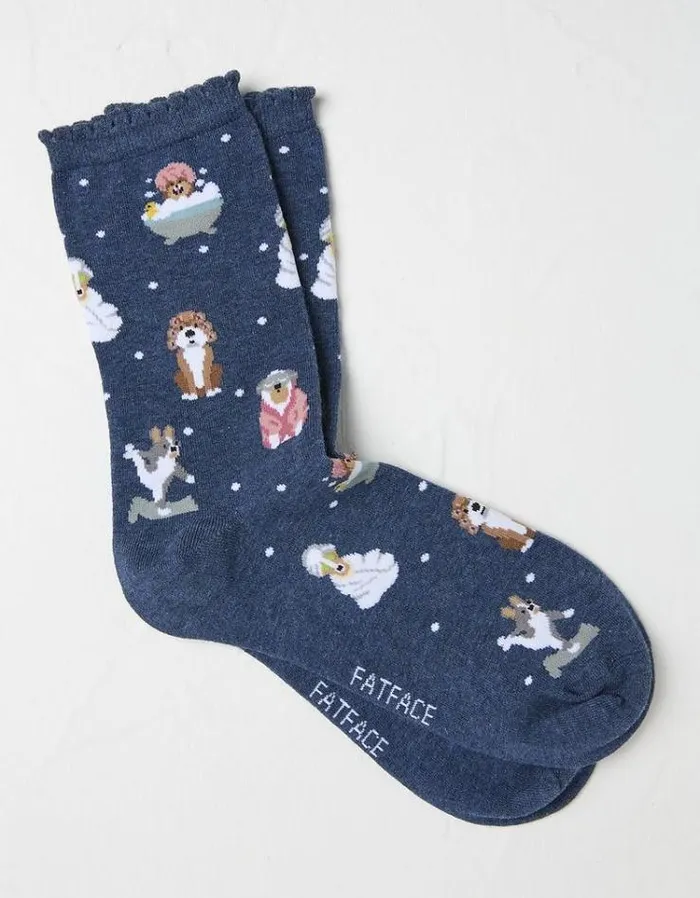 Women FatFace Underwear Socks and Tights 1 Pack Spa Dog Socks Navy Marl