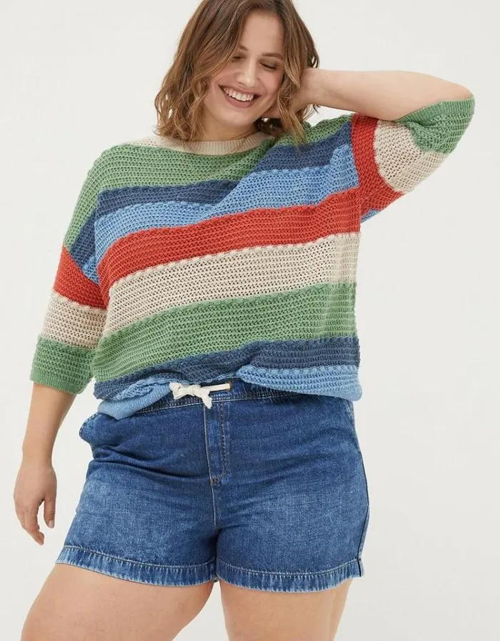 Women FatFace Vacation Shop Ashby Pull On Denim Shorts Vintage Blue