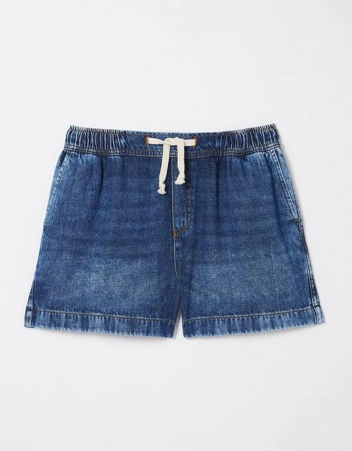 Women FatFace Vacation Shop Ashby Pull On Denim Shorts Vintage Blue