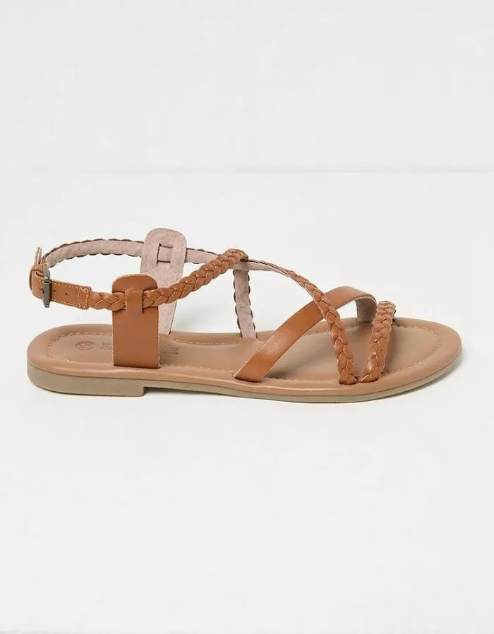 Women FatFace Vacation Shop Daphne Braided Leather Sandal Tan