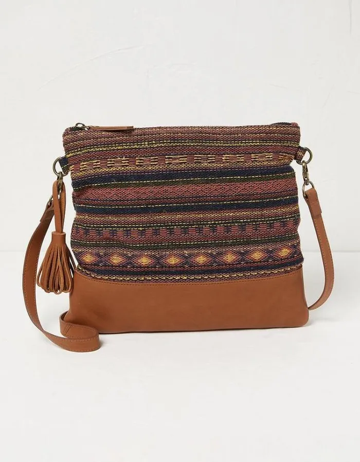 Women FatFace Vacation Shop Orla Woven Mix Crossbody Bag Multi