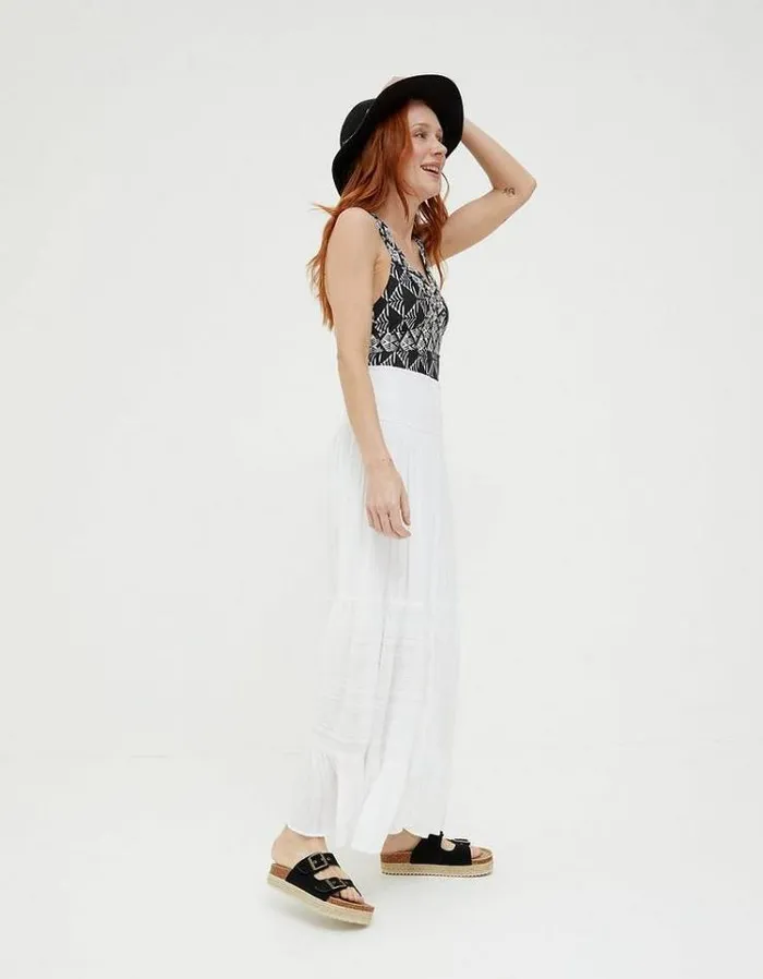 Women FatFace Vacation Shop Rhea Beach Maxi Skirt Ivory