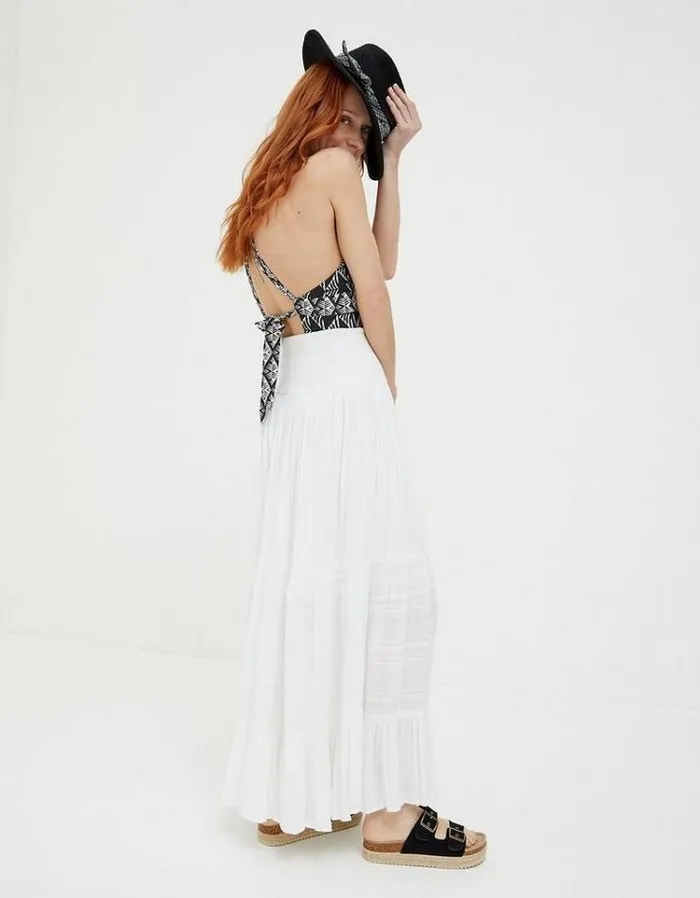 Women FatFace Vacation Shop Rhea Beach Maxi Skirt Ivory