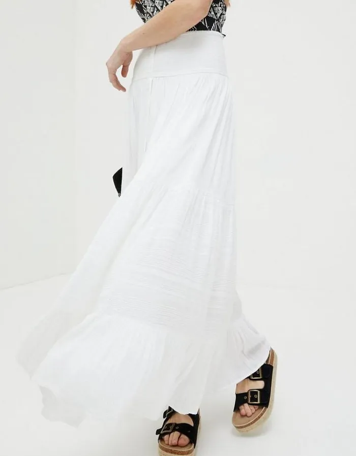 Women FatFace Vacation Shop Rhea Beach Maxi Skirt Ivory