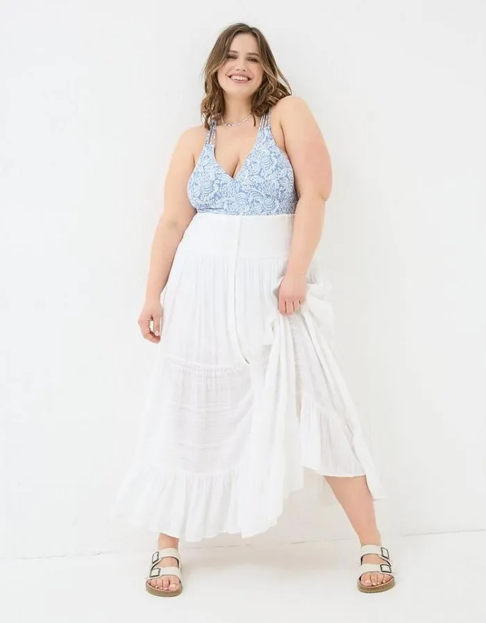 Women FatFace Vacation Shop Rhea Beach Maxi Skirt Ivory