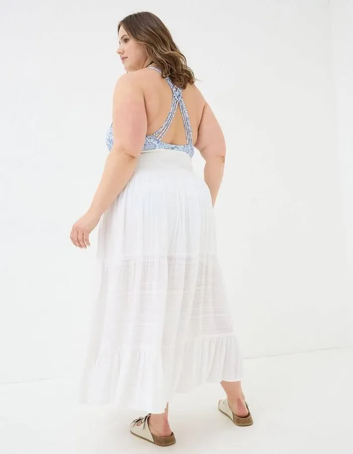Women FatFace Vacation Shop Rhea Beach Maxi Skirt Ivory