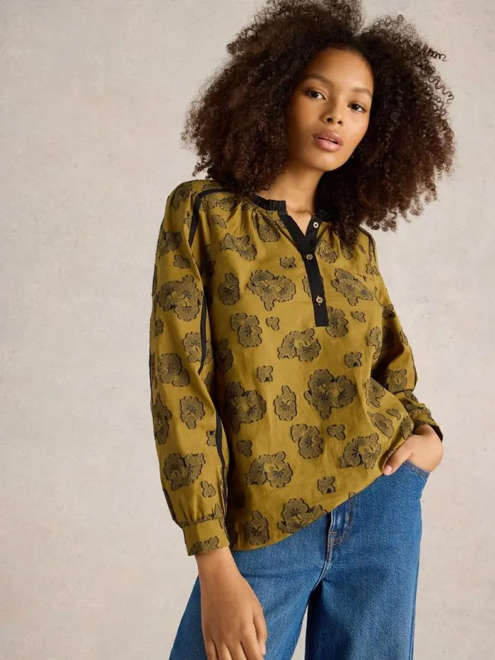 Women Fawn Jacquard Top Green Multi White Stuff Shirts and Blouses Women Fawn Jacquard Top Green Multi White Stuff Shirts and Blouses