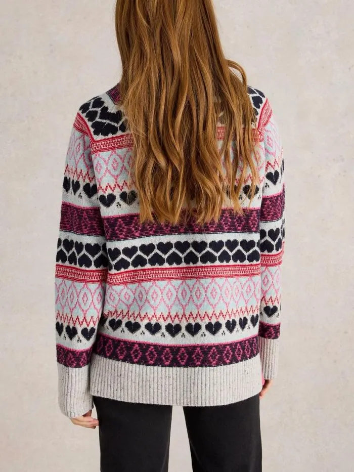 Women GABBY LONGLINE FAIRISLE Grey Multi White Stuff Knitwear Women GABBY LONGLINE FAIRISLE Grey Multi White Stuff Knitwear