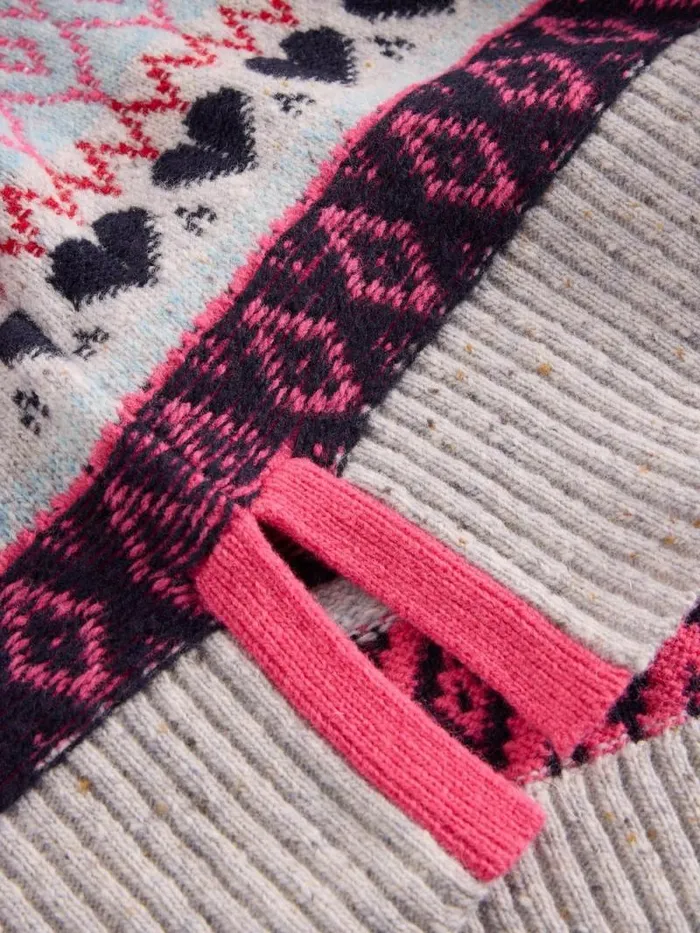 Women GABBY LONGLINE FAIRISLE Grey Multi White Stuff Knitwear Women GABBY LONGLINE FAIRISLE Grey Multi White Stuff Knitwear