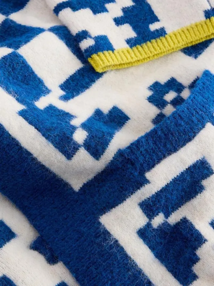Women GEO MIX CARDI Blue Multi White Stuff Knitwear Women GEO MIX CARDI Blue Multi White Stuff Knitwear