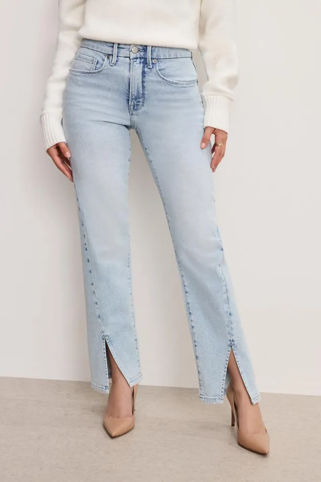 Women GOOD AMERICAN Jeans GOOD BOY STRAIGHT PETITEJEANS Indigo753