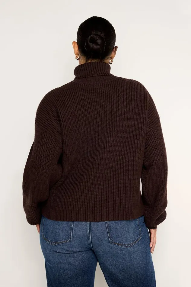 Women GOOD AMERICAN Tops COZY RIBBEDTURTLENECK Bark003