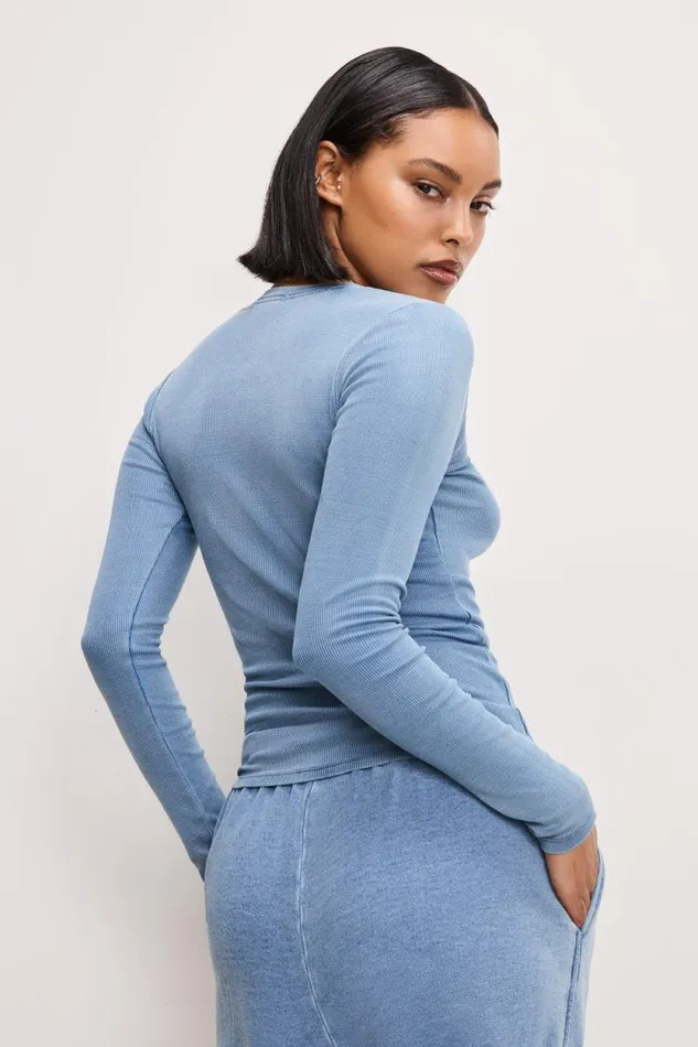 Women GOOD AMERICAN Tops JEANIUS FITTEDHENLEY Indigo376 Women GOOD AMERICAN Tops JEANIUS FITTEDHENLEY Indigo376