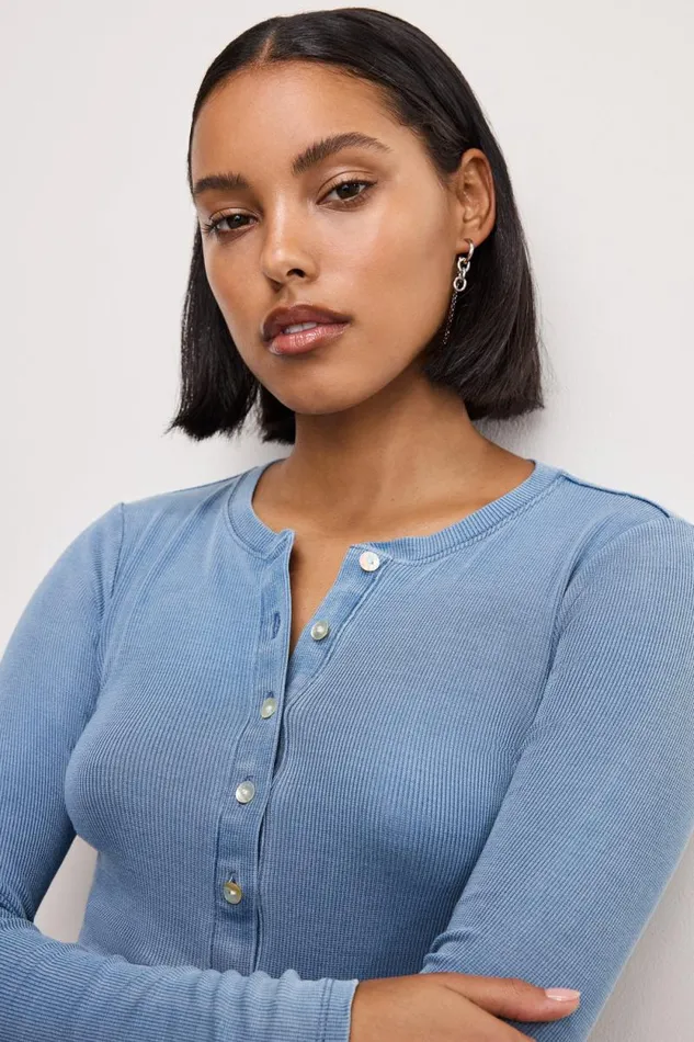 Women GOOD AMERICAN Tops JEANIUS FITTEDHENLEY Indigo376 Women GOOD AMERICAN Tops JEANIUS FITTEDHENLEY Indigo376