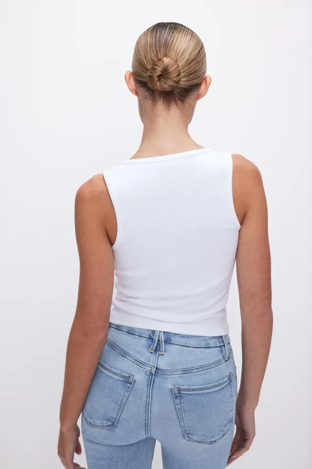 Women GOOD AMERICAN Tops MICRO RIB TANKTOP White001