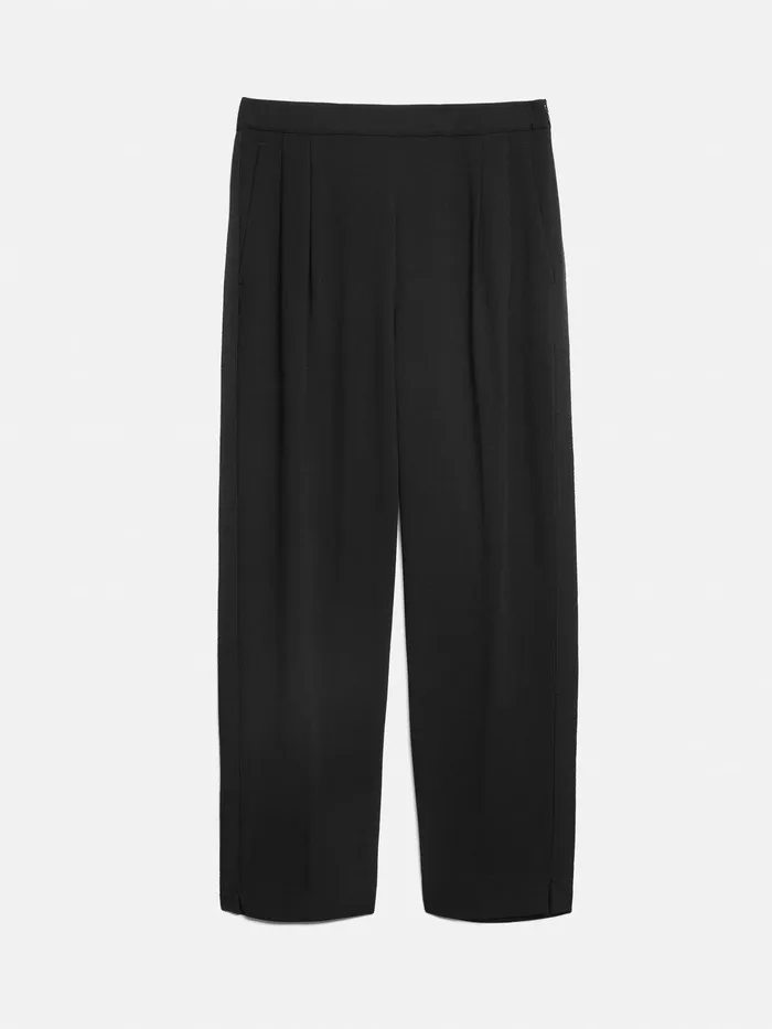 Women Grosgrain Trim Crepe Jogger Black Jigsaw Trousers