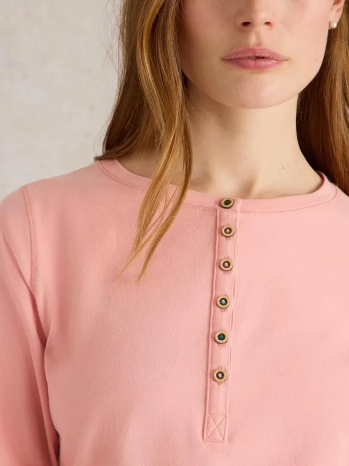 Women Hailey Henley Jersey Top Light Pink White Stuff Nightwear