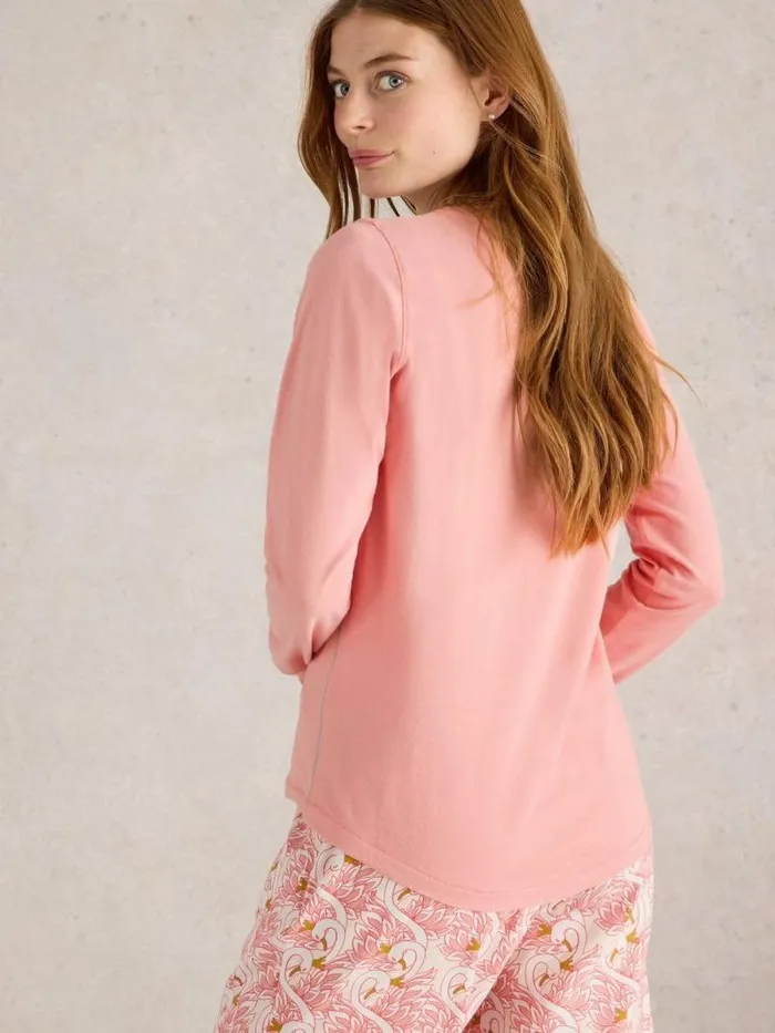 Women Hailey Henley Jersey Top Light Pink White Stuff Nightwear