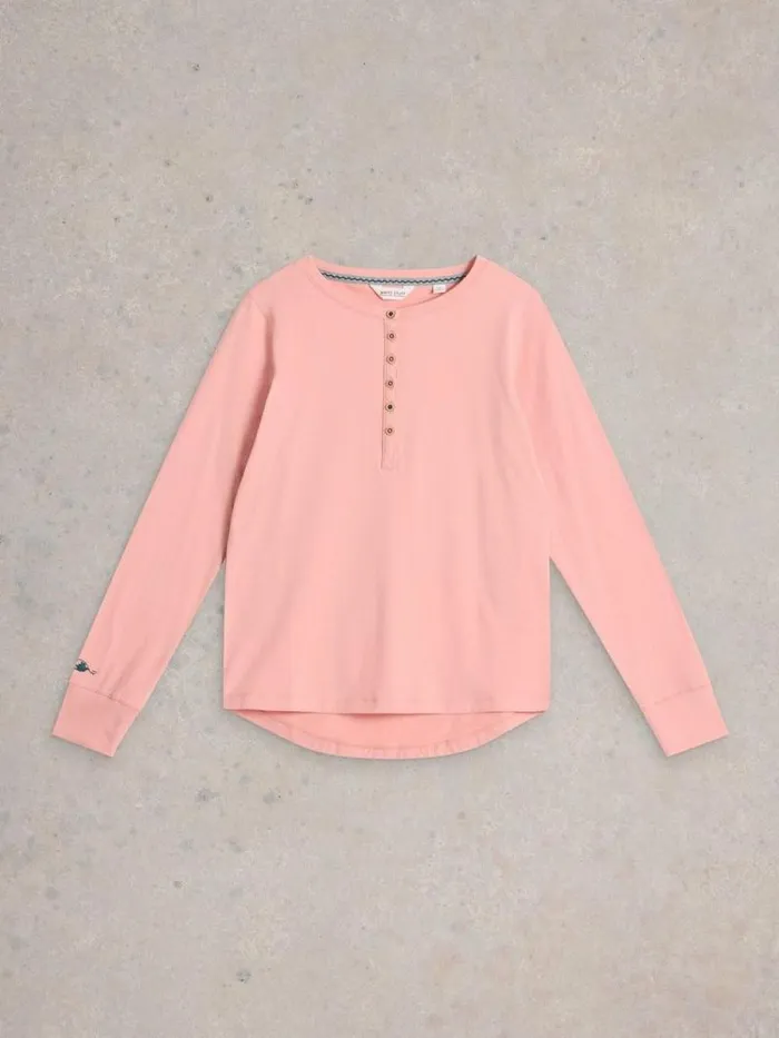 Women Hailey Henley Jersey Top Light Pink White Stuff Nightwear