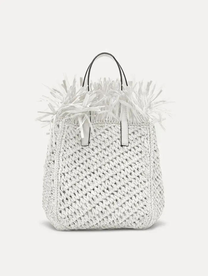 Women Handbags Oscar De La Renta Small Raffia Crochet Square Tote White Women Handbags Oscar De La Renta Small Raffia Crochet Square Tote White