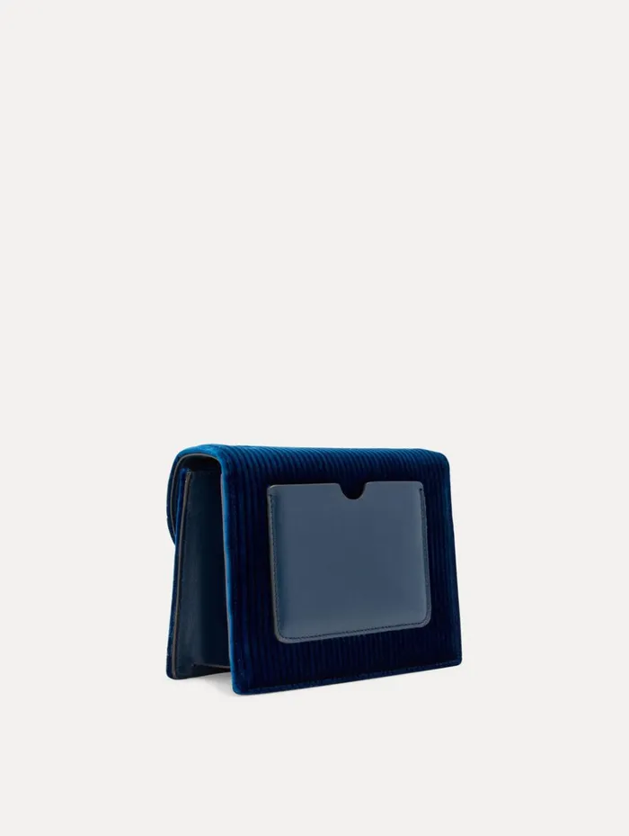 Women Handbags Oscar De La Renta Stripped Velvet Mini TRO Bag Navy Women Handbags Oscar De La Renta Stripped Velvet Mini TRO Bag Navy
