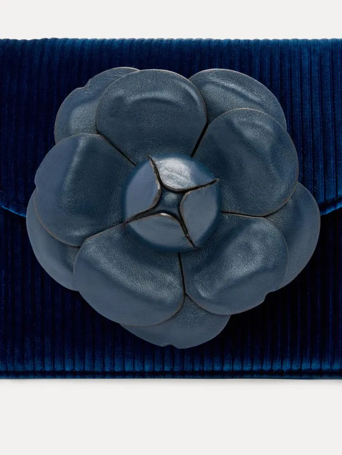 Women Handbags Oscar De La Renta Stripped Velvet Mini TRO Bag Navy Women Handbags Oscar De La Renta Stripped Velvet Mini TRO Bag Navy