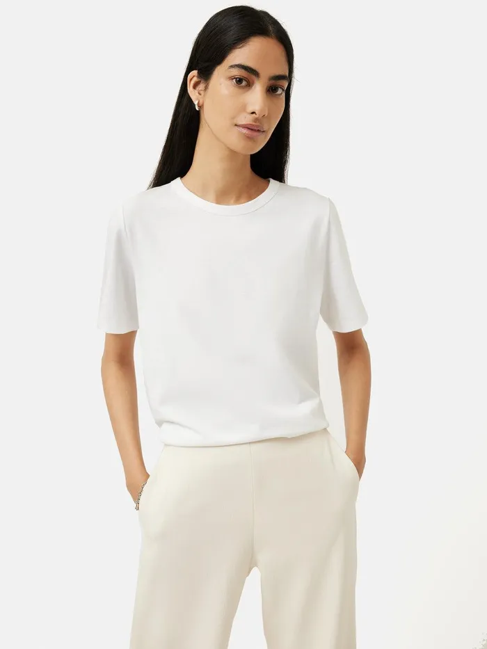 Women Heavy Cotton Tshirt White Jigsaw Shirts and Tops