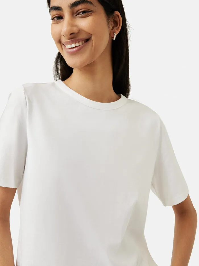 Women Heavy Cotton Tshirt White Jigsaw Shirts and Tops