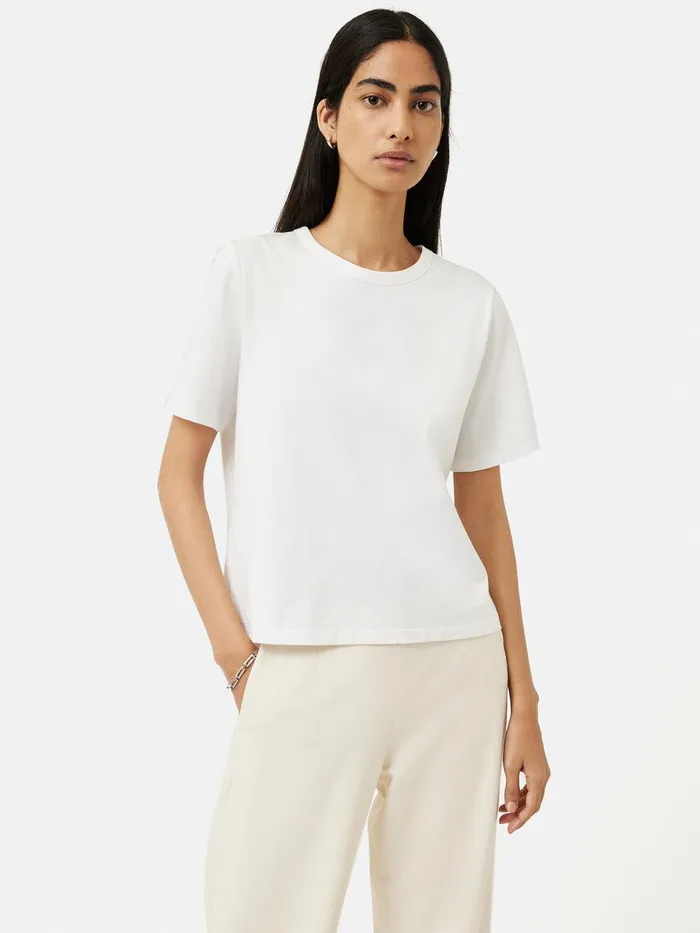 Women Heavy Cotton Tshirt White Jigsaw Shirts and Tops
