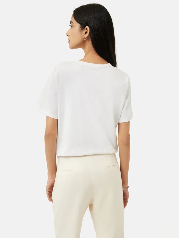 Women Heavy Cotton Tshirt White Jigsaw Shirts and Tops