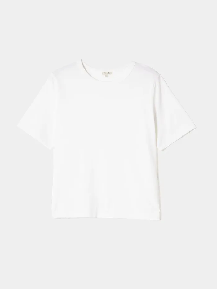 Women Heavy Cotton Tshirt White Jigsaw Shirts and Tops