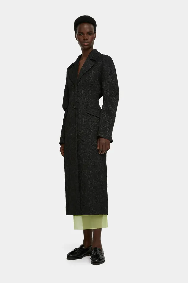 Women Jaya Tailored Dress in Black Seersucker Mikado Jackets And Coats Emilia Wickstead Women Jaya Tailored Dress in Black Seersucker Mikado Jackets And Coats Emilia Wickstead