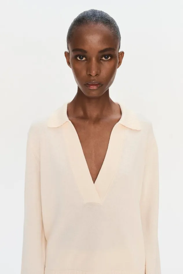 Women Knitwear Jonathan Simkhai Long Sleeve Polo Ivory Long Sleeve VNeck Polo Women Knitwear Jonathan Simkhai Long Sleeve Polo Ivory Long Sleeve VNeck Polo