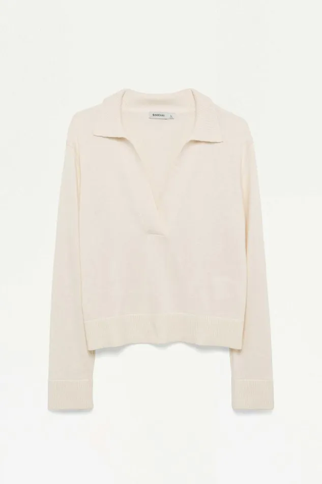 Women Knitwear Jonathan Simkhai Long Sleeve Polo Ivory Long Sleeve VNeck Polo Women Knitwear Jonathan Simkhai Long Sleeve Polo Ivory Long Sleeve VNeck Polo