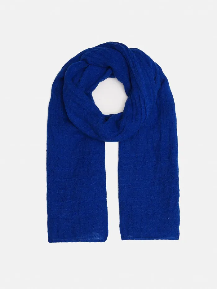Women Linen Woven Scarf Blue Jigsaw Ponchos and Scarves