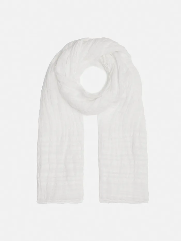 Women Linen Woven Scarf White Jigsaw Ponchos and Scarves