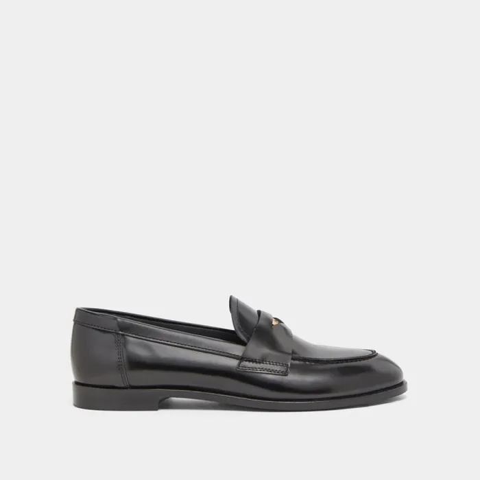 Women Loafers With Gold Inserts Black JONAK Loafers