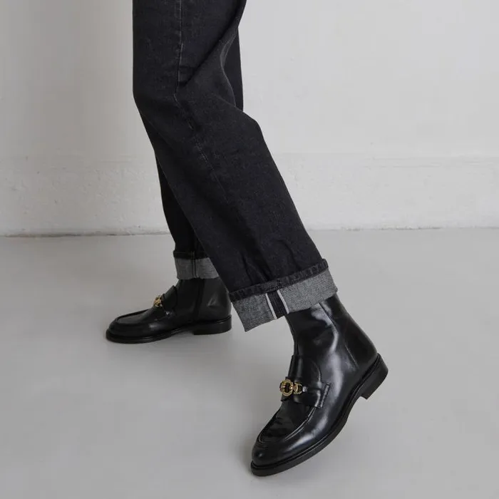 Women Lowboots With Gold Bits Black JONAK Ankle Boots Lowboots Women Lowboots With Gold Bits Black JONAK Ankle Boots Lowboots
