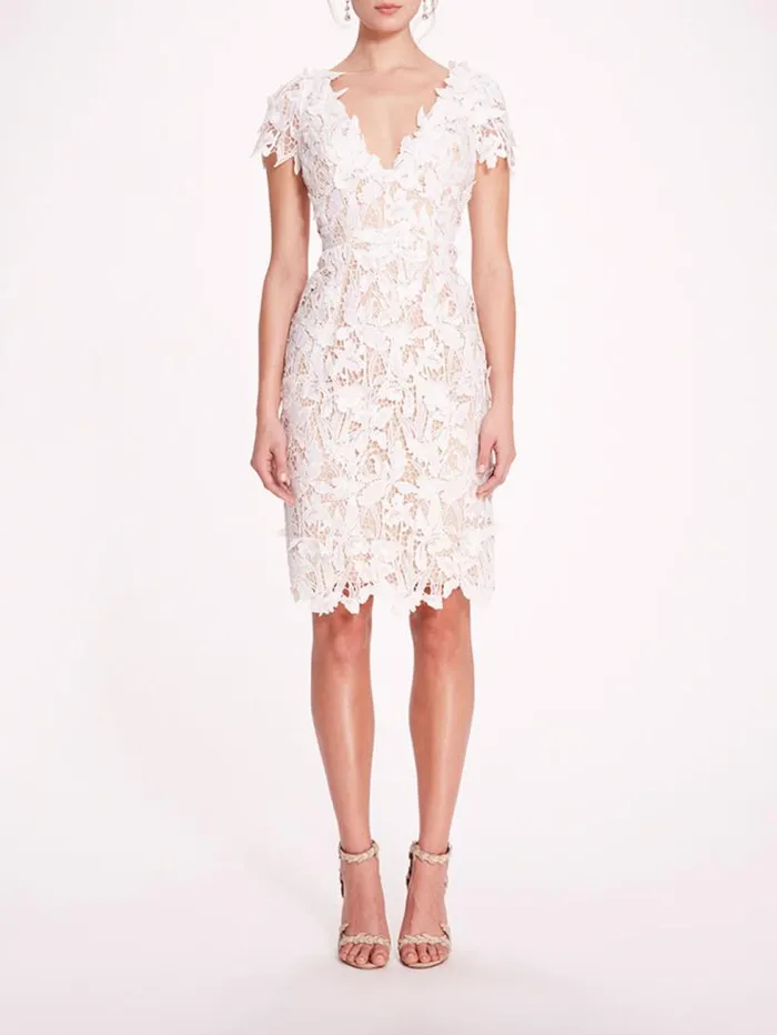 Women Marchesa Marchesa Notte Organic Lace Mini Dress Ivory