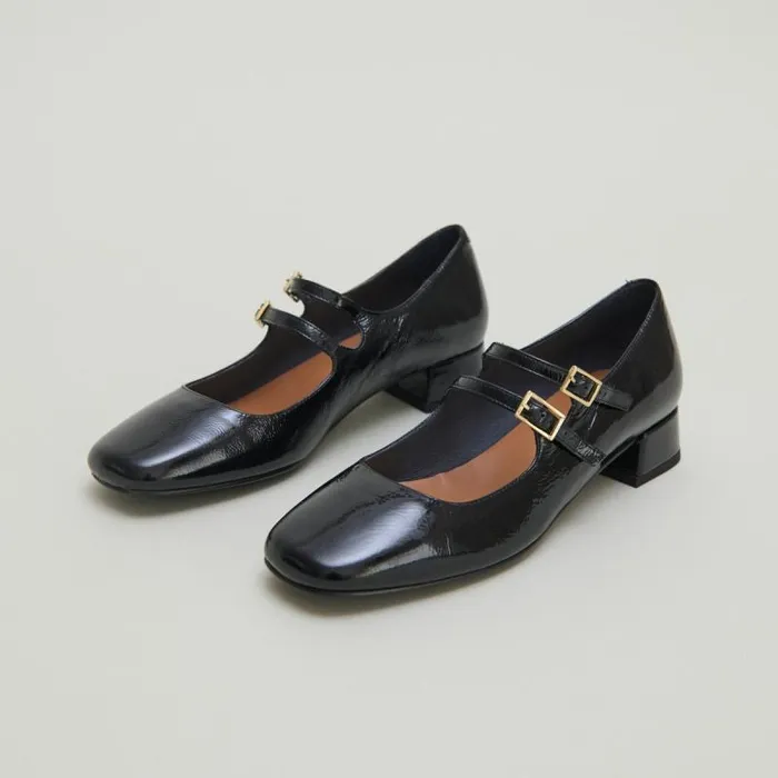 Women Mary Jane With Double Straps Black JONAK Babies Saloms