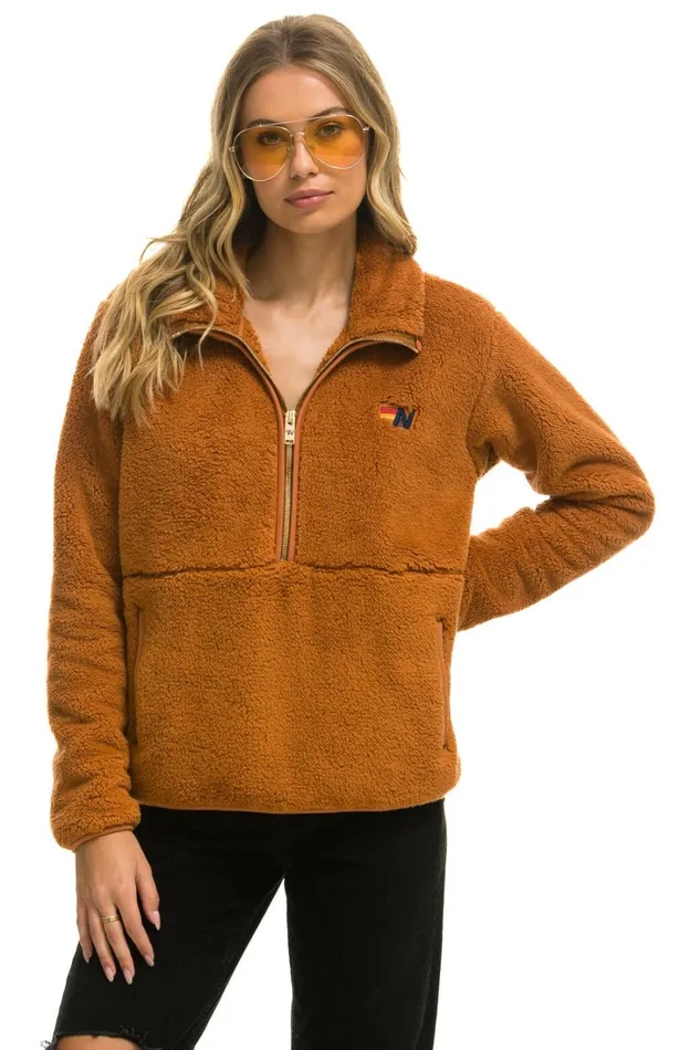 WomenMen Outerwear Aviator Nation TEDDY UNISEX HALF ZIP JACKET 8211 WHISKEY WomenMen Outerwear Aviator Nation TEDDY UNISEX HALF ZIP JACKET 8211 WHISKEY