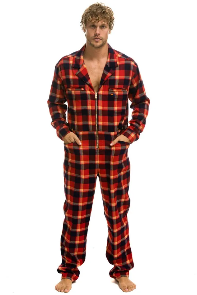 WomenMen Outerwear Aviator Nation UNISEX PLAID FLIGHT SUIT 8211 RUGBY PLAID