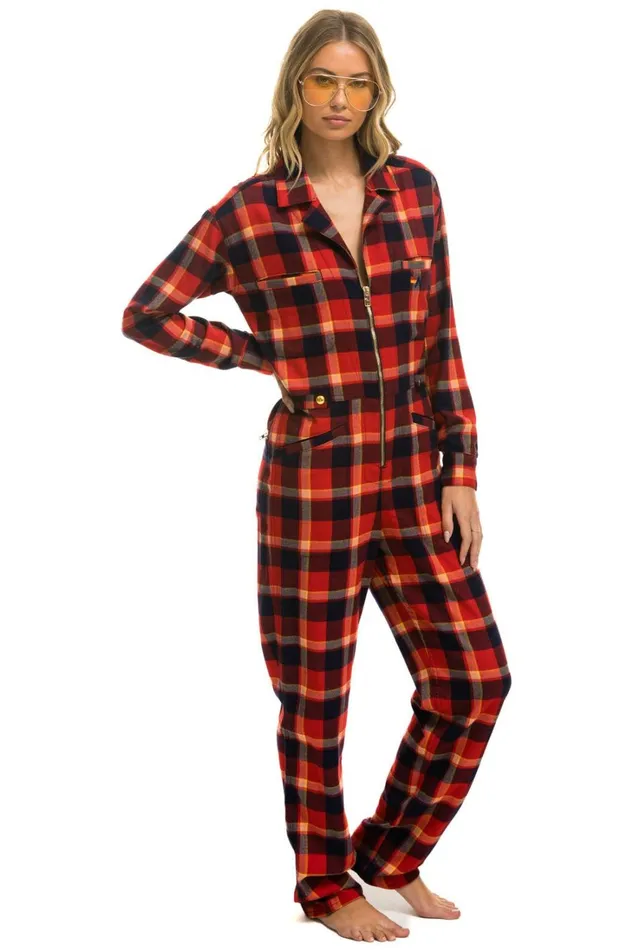 WomenMen Outerwear Aviator Nation UNISEX PLAID FLIGHT SUIT 8211 RUGBY PLAID