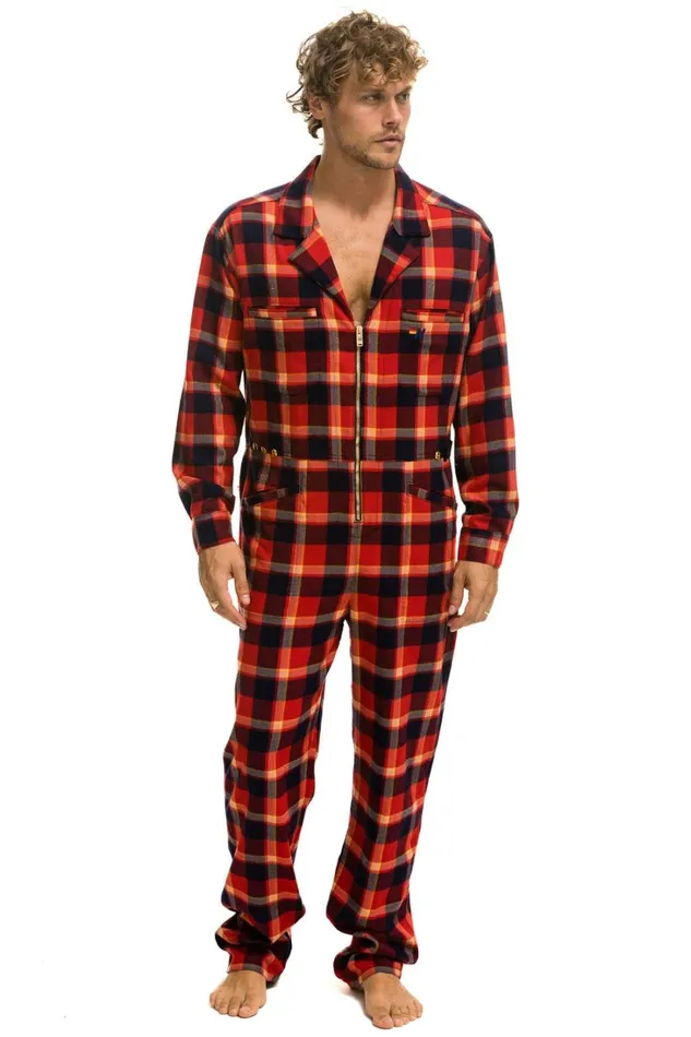 WomenMen Outerwear Aviator Nation UNISEX PLAID FLIGHT SUIT 8211 RUGBY PLAID