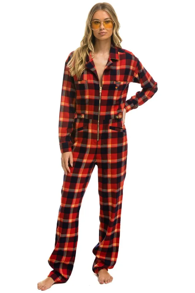 WomenMen Outerwear Aviator Nation UNISEX PLAID FLIGHT SUIT 8211 RUGBY PLAID