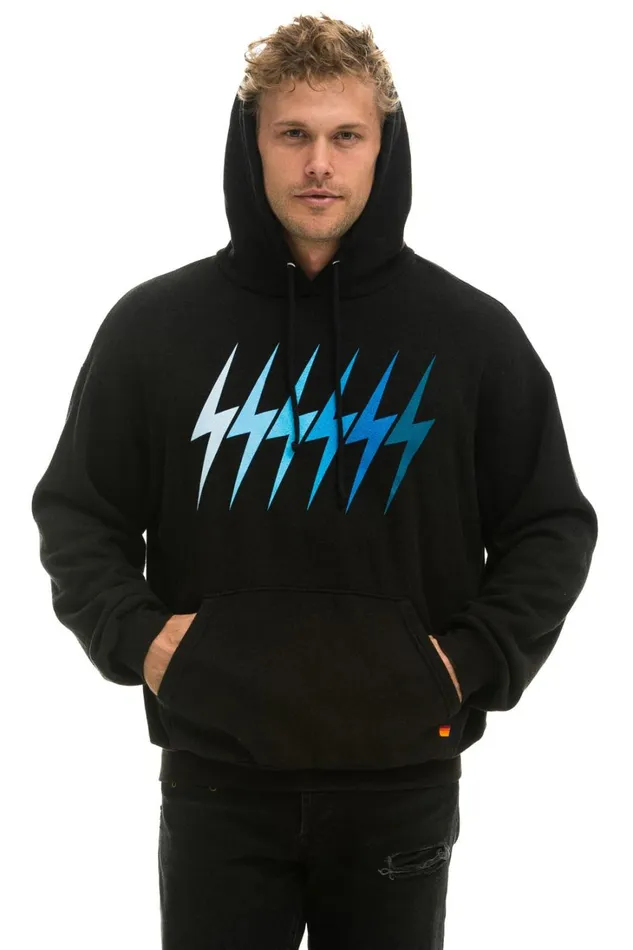 WomenMen Tops Aviator Nation BOLT GRADIENT RELAXED PULLOVER HOODIE 8211 BLACK BLUE WomenMen Tops Aviator Nation BOLT GRADIENT RELAXED PULLOVER HOODIE 8211 BLACK BLUE