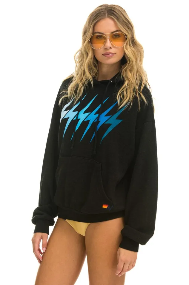 WomenMen Tops Aviator Nation BOLT GRADIENT RELAXED PULLOVER HOODIE 8211 BLACK BLUE WomenMen Tops Aviator Nation BOLT GRADIENT RELAXED PULLOVER HOODIE 8211 BLACK BLUE