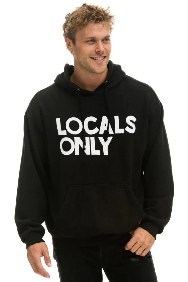 WomenMen Tops Aviator Nation LOCALS ONLY RELAXED PULLOVER HOODIE 8211 BLACK WomenMen Tops Aviator Nation LOCALS ONLY RELAXED PULLOVER HOODIE 8211 BLACK