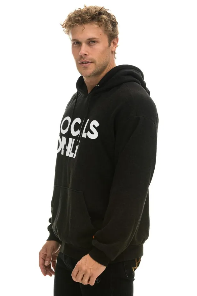 WomenMen Tops Aviator Nation LOCALS ONLY RELAXED PULLOVER HOODIE 8211 BLACK WomenMen Tops Aviator Nation LOCALS ONLY RELAXED PULLOVER HOODIE 8211 BLACK